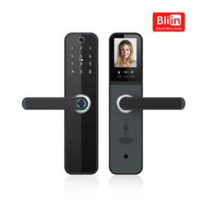 Smart WiFi Fingerprint Door Lock with Cats Eye Camera + Screen